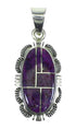 Southwestern Authentic Sterling Silver Magenta Turquoise Inlay Pendant QX68516
